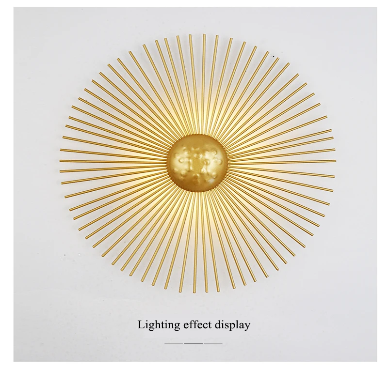 Gold Sonne Wandleuchte Home Decor kreisförmige Metall Vintage Wandleuchte für Foyer Schlafzimmer Wohnzimmer Dekoration Zimmer Stimmungslichter – Detail 4