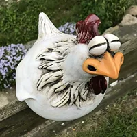 Funny Chicken Fence Decor Statues Resin Garden Farm Yard Chicken Hen Sculpture Art Craft Courtyard Housewarming Home Decoration 3