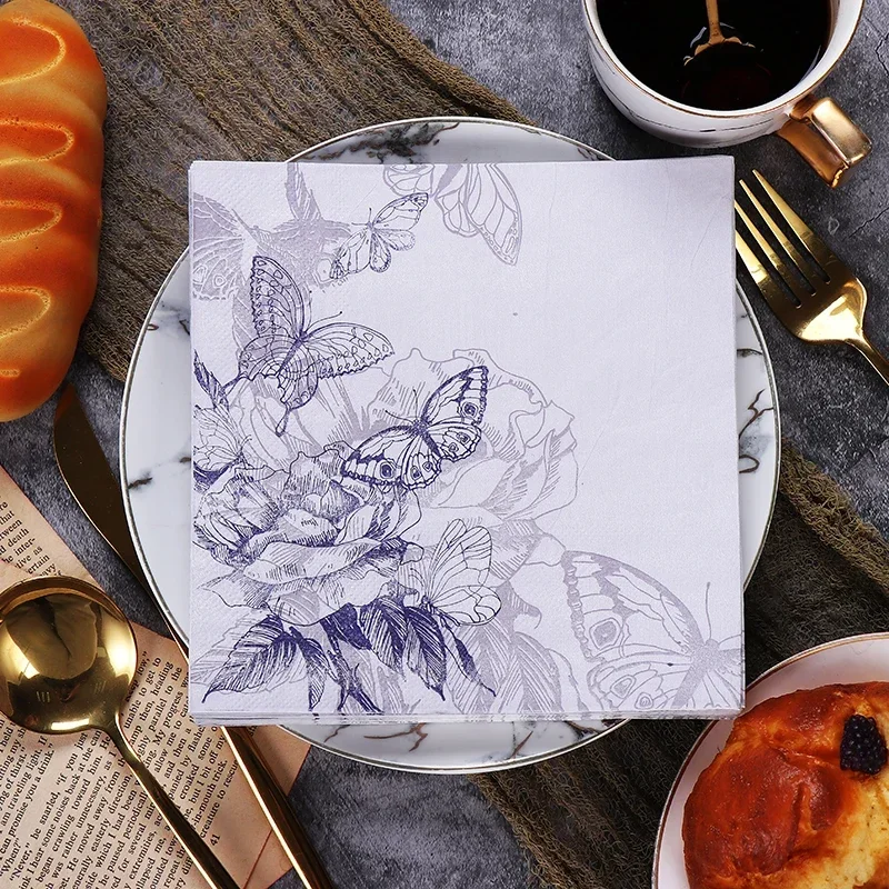 Butterfly Colorful Printed Paper Napkins Forest Wedding Party Decoration 20pcs/Pac
