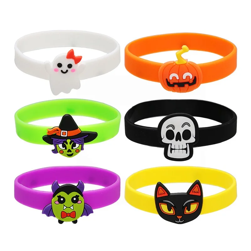 

New Halloween Silicone Wristband Skull Pumpkin Witch Pattern Bracelets Party Favors for Adults Halloween Decorations Kids Gifts