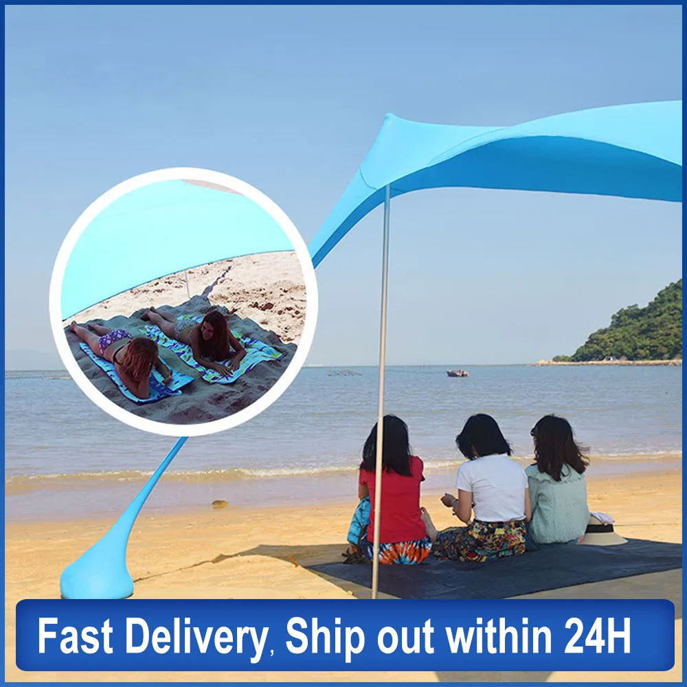 Family Sunshade Beach Tent With Sandbag UPF50+ UV Lycra Large Family Canopy For Outdoor Camping Sun Shade Awning Set