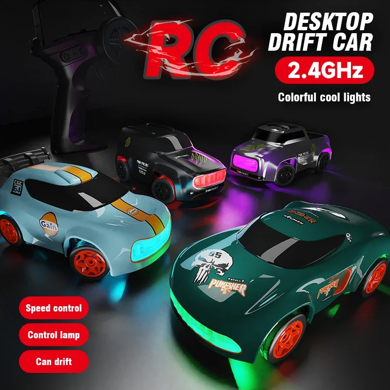 1/64 Mini RC Car Drift Racing Desktop Light Remote Control Car Rc Four-Wheel Drive High-Speed Toy Children Gift Boy Sports Car