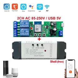 Wi - Fi Smart Home Wireless Relay Switch - USB Powered, 10A Capacity - 2CH 85 - 250V shell