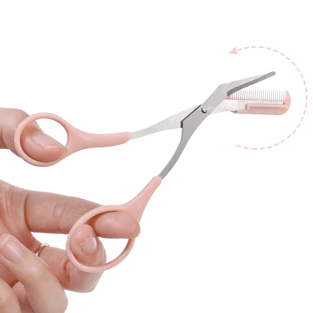 Eyebrow Trimmer Set 2PCS Portable Brow Comb Scissors Eyebrow Knife Women Professional Face Shaver Hair Removal Razor Makeup Tool