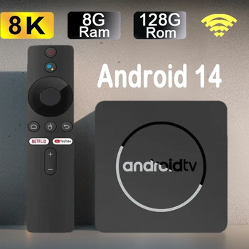 Q10 Android14 8K HDR10+ Smart TV Box Allwinner H313 128G Dual Wifi BT5.0 Set Top Box Lettore multimediale con assistente vocale Google 1