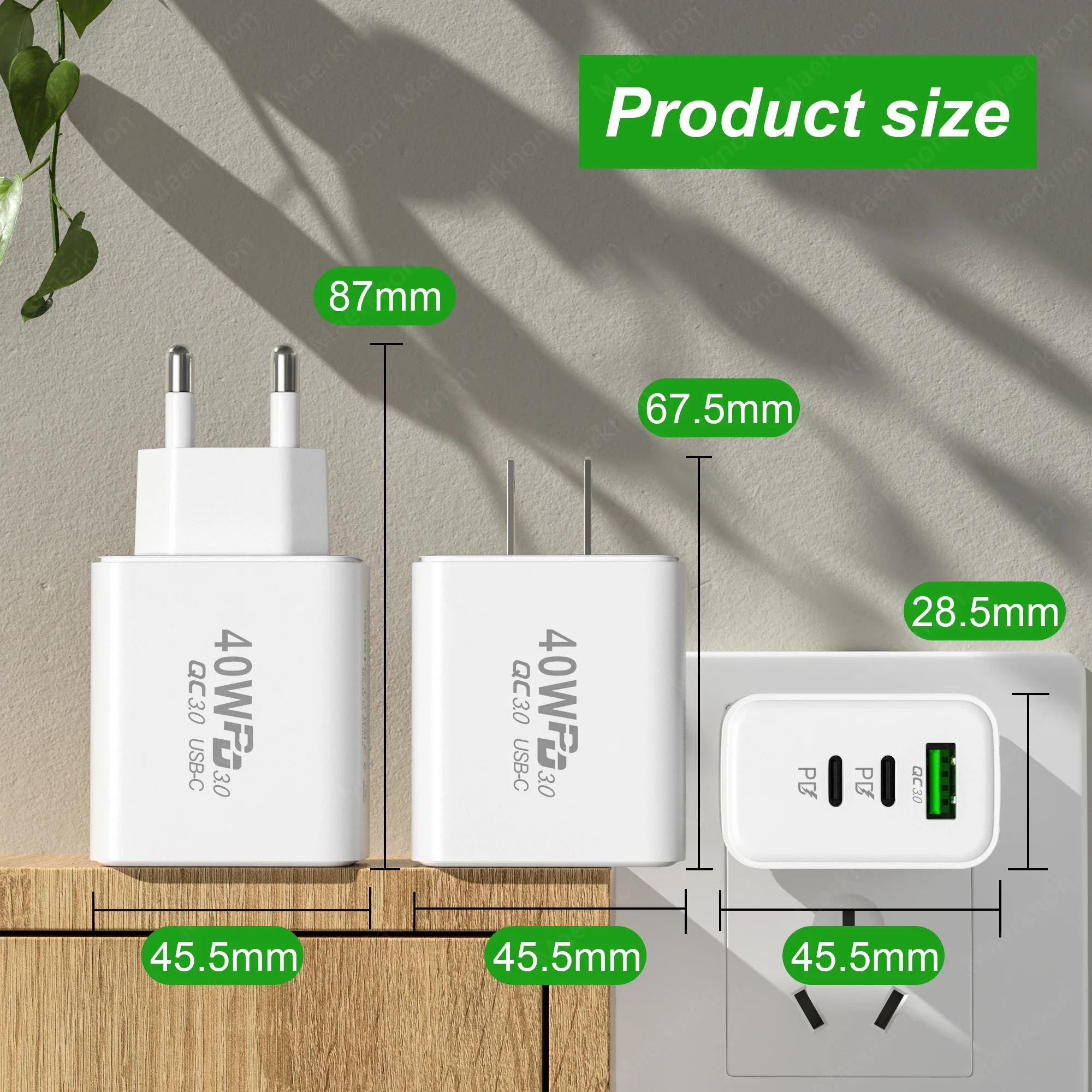 รูปสินค้า อะแดปเตอร์ชาร์จ USB 3 พอร์ต ชาร์จเร็ว ใช้ได้ทั่วโลก