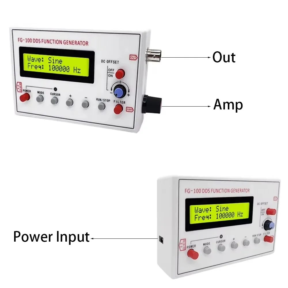 Enhanced DDS Function Signal Generator, 1Hz-500kHz, Multi-Waveform Output, USB Powered Frequency Tester