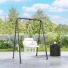 Hammock Swing Chair, Outdoor Hanging Chair with Large Cushion, Cotton Rope Weaving Macrame Swing with Chain 1