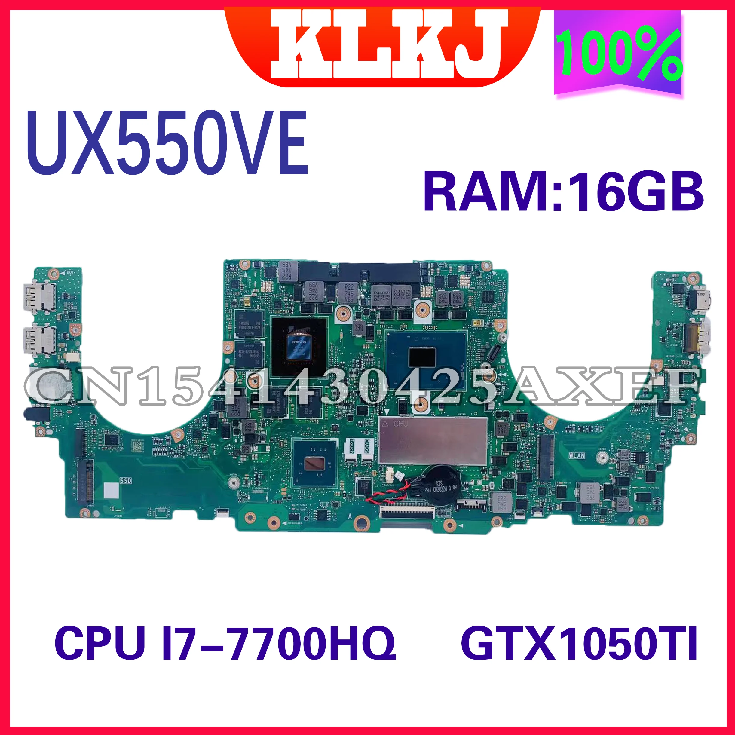 UX550VD Laptop Motherboard For ASUS ZenBook Pro UX550V UX550VE UX550VD  Mainboard with I7-7700HQ GTX1050ti-4G  16G-RAM 100% Test best motherboard for home pc