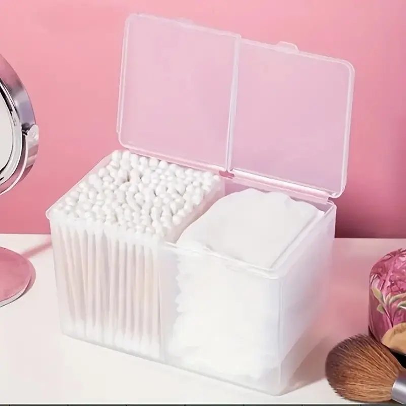 1pc Clear Makeup Storage Box With Lid, 2-grid Dustproof Storage Box For Skincare Makeup And Sundries, Countertop & Vanity Storag 1