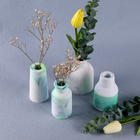 

Silicone Mold Handmade Plaster Cement Craft Molds Concrete Art Vase Aromatherapy Rattan Bottle Flower Insert Resin Mould Bottle