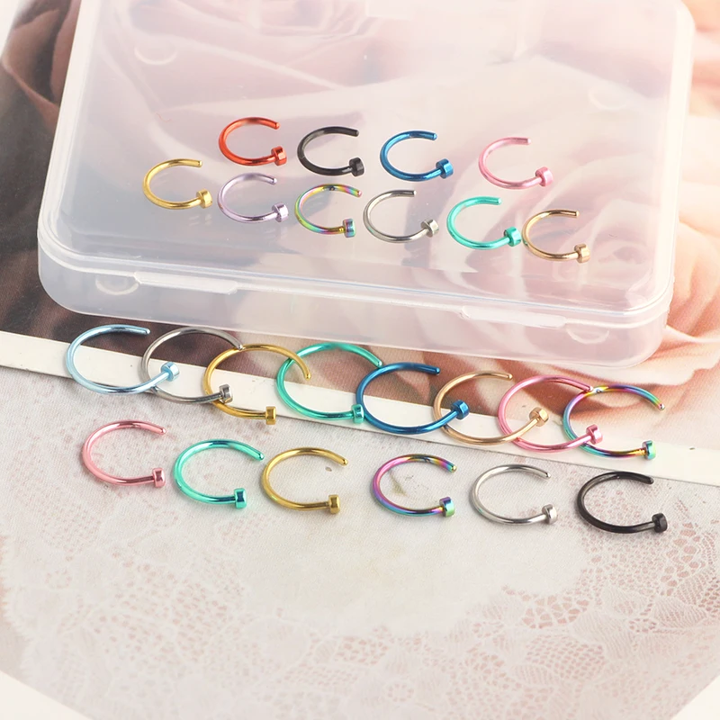 20G Nose Rings Hoops Surgical Steel Simple Half Hoop Nose Ring 8mm Nose Hoops Tragus Cartilage Helix Rook Daith Conch Snug