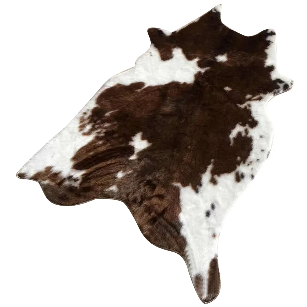 Simulated Cow Pattern Plush Carpet Home Floor Cushion Irregular Rug Bedroom Decorative Household Children's plush rug decorative carpet plush carpet floor cushion