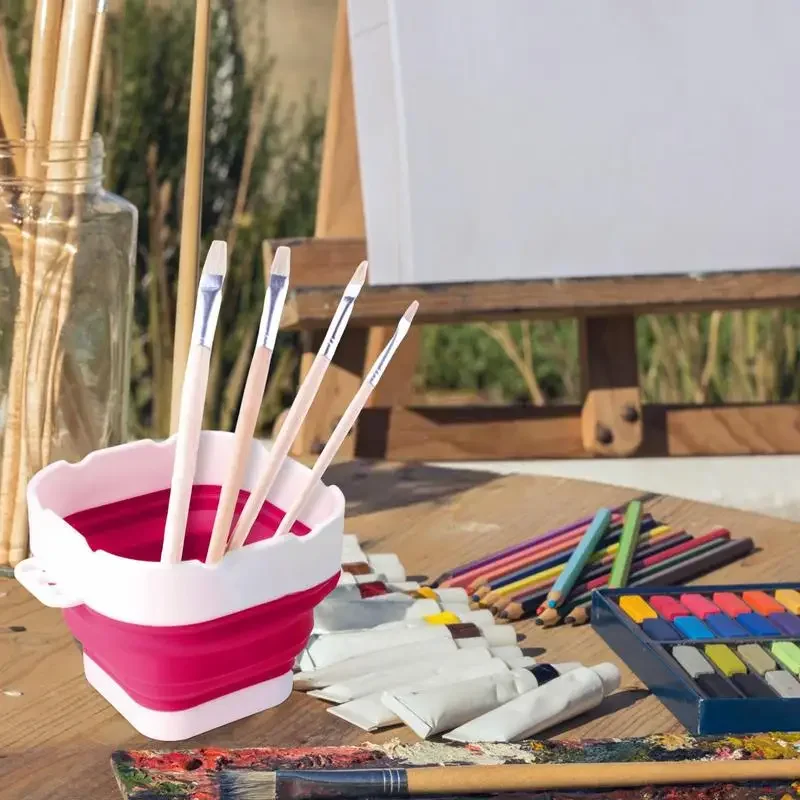 Collapsible Paint Brush Cup Portable Washer 1.2L Washing Bucket Holder Cleaner Painting Water