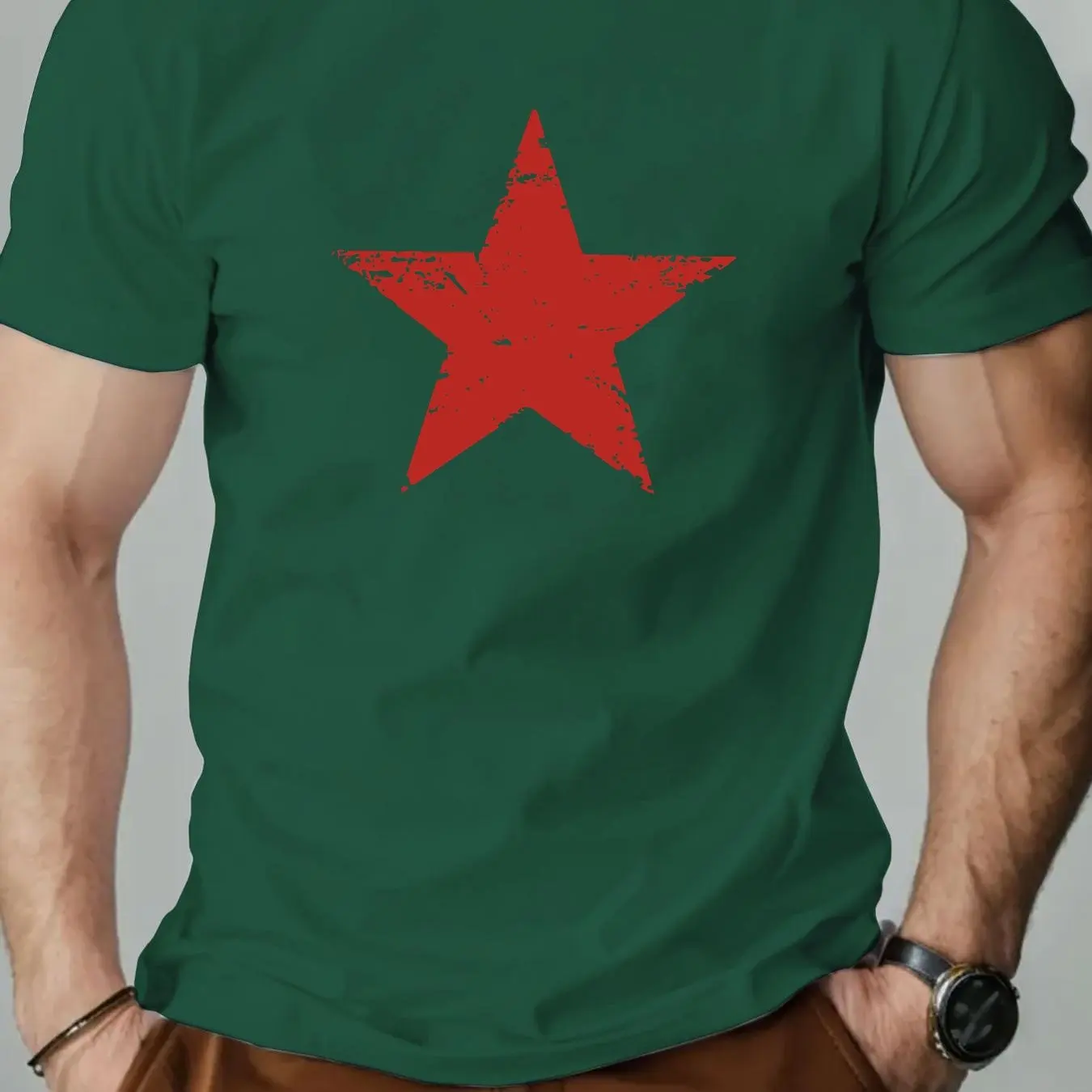 تي شيرت رجالي صيفي 100% من القطن الخالص كاجوال فضف...