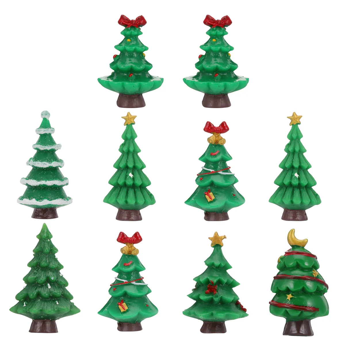 

10pcs Christmas Landscape Miniature Santa Clause Tree Snowman Reindeer Figurines For Ornaments