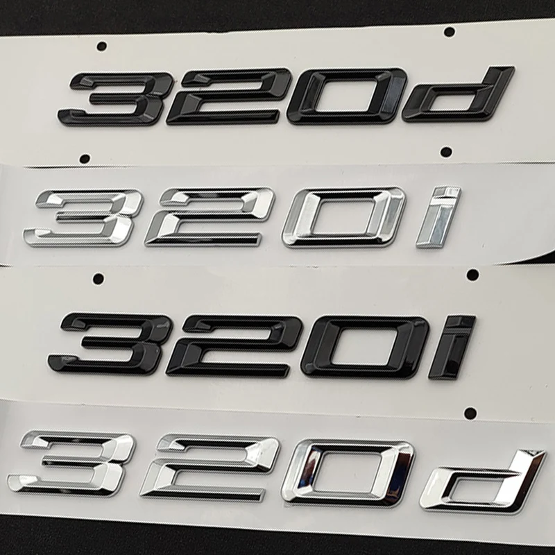 3D Abs Chrome Black Logo 320I 320D Emblem Car Trunk Letters Per Bmw 320I 320D Sticker Badge G20 F30 E46 E90 F31 F34 Accessori
