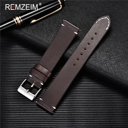 Vintage Handmade Leather Watchband Strap - Quick Release, Black & Dark Brown - 22mm (Dark brown)