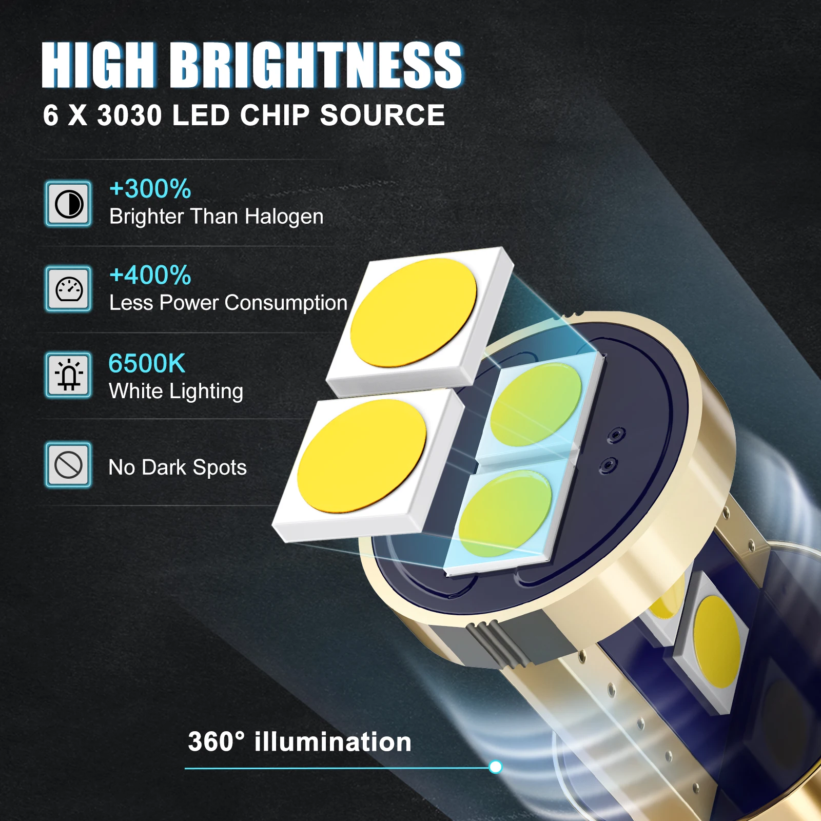 Bevinsee ڵ ׸  ؼ 194 168 ڵ   ,  ֵ, 6-SMD LED  3030, T10 W5W, 6500K, 2 