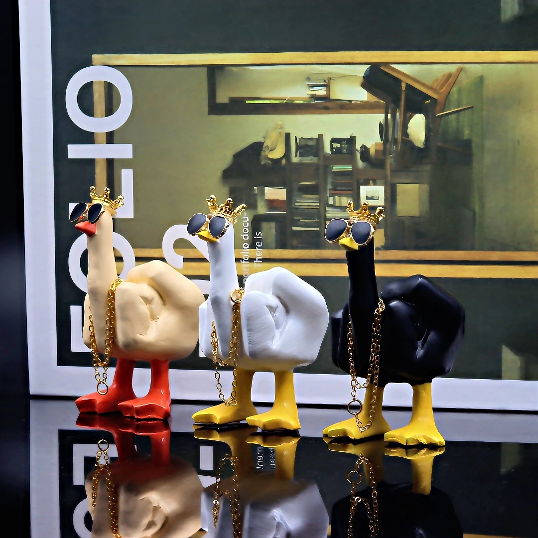Figurine Autruche Cool avec Lunettes & Couronne | Déco Design
