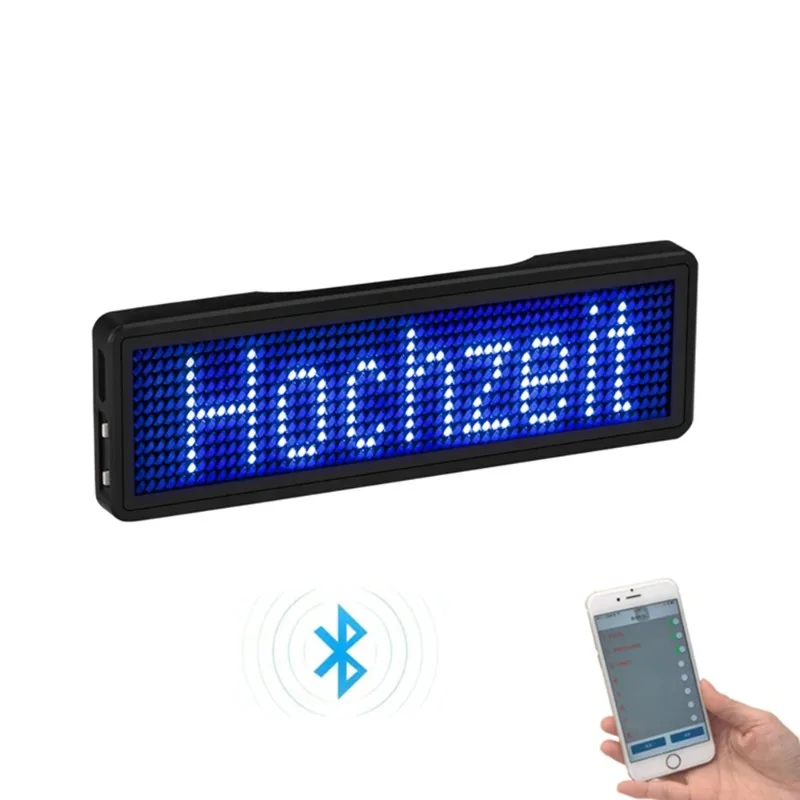 Led message board led display board Rechargeable Bluetooth Digital LED Badge Insignia DIY Programmable Scrolling Message Board Mini LED Display Name Tag