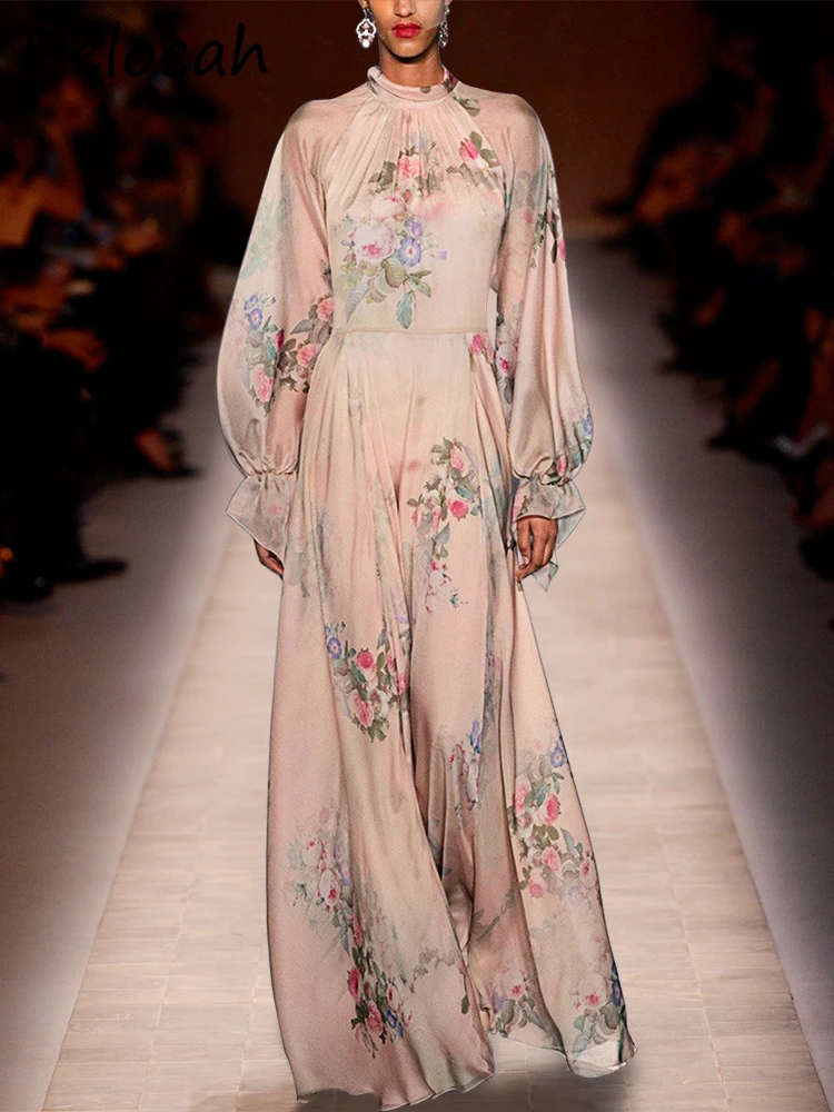 Delocah High Quality Spring Women Fashion Runway Big Swing A Line Dress ...