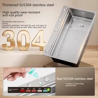 304 อ่างล้างจานสแตนเลสเงินขนาดใหญ่ SINGLE SLOT มัลติฟังก์ชั่ล้างจานอ่างล้างผักสําหรับห้องครัว 6