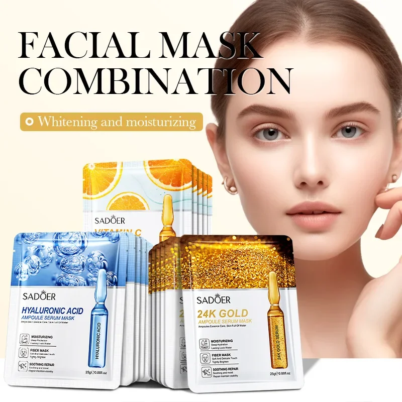 15pcs 24K Gold Hyaluronic Acid Face Mask Facial Firming