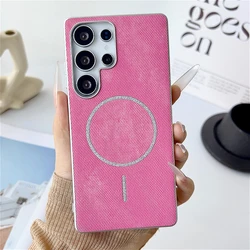 Denim Magnetic Case with MagSafe Charging Compatibility - Galaxy Note20 Ultra 5G (Pink)