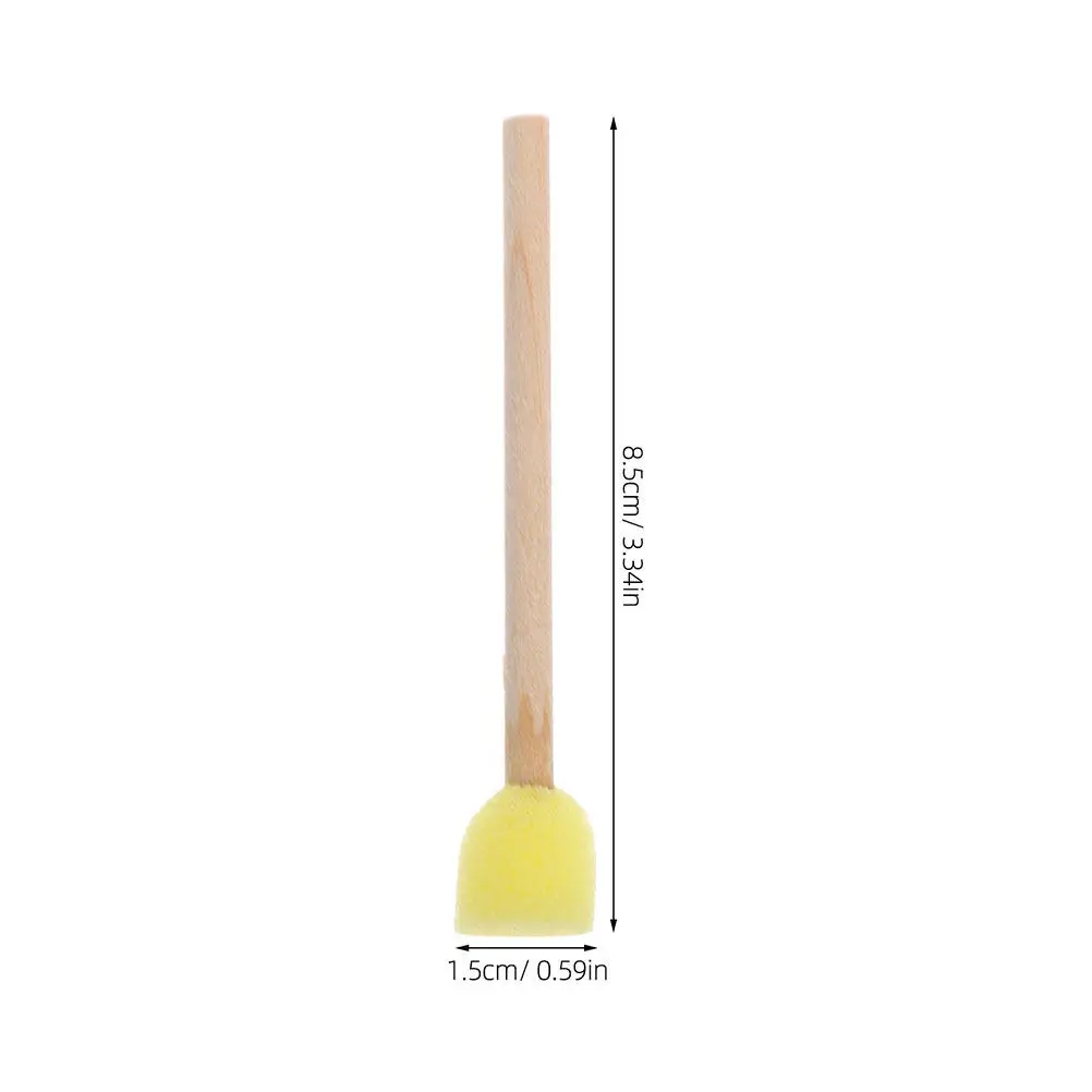 어린이를위한 30pc 라운드 스폰지 페인트 브러쉬 나무 손잡이가있는 DIY 유치원 낙서 도구 학교에 이상적인 아트 스폰지