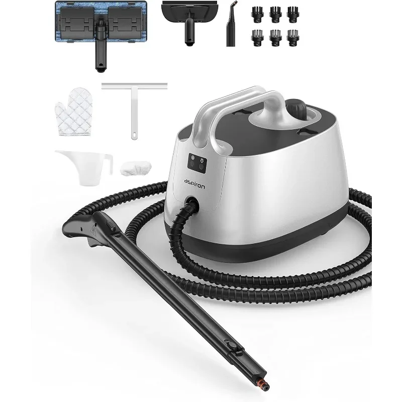 

Steam Cleaner, Aspiron Steamer with 21 Accessories, Portable Multipurpose Steam Cleaner for Car 5 Mins Heating Silver