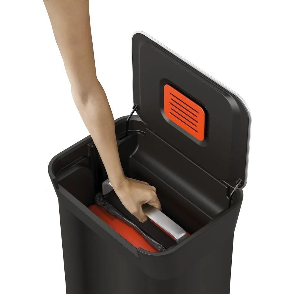 Intelligent Waste Titan Trash Can Compactor Kitchen Bin with Odour Filter, Holds Up to 90L After Compaction, Black, 30L