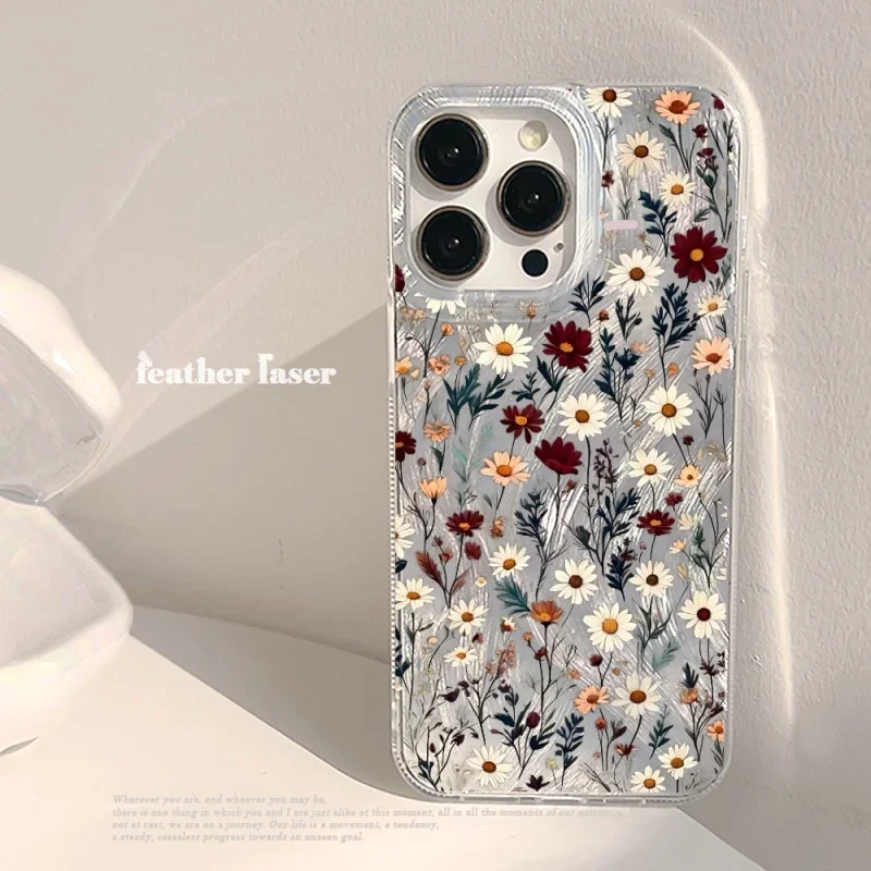 Pastel Cherry Blossom Leaves Flower Laser Cover Case