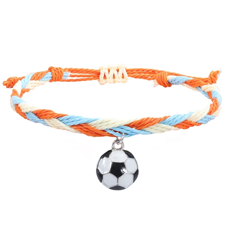 Bracelet Football YELUWA Pour Garçons - Bracelet Tissé Réglable Avec Pendentif Football 3D, Cadeau Pour Fils, Fan De Sport