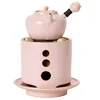 Pink Charcoal Tea Stove Boiler 650ml Teapot Ceramic Soda Glaze High temperature 20cm Baking net Fireplace One set 1
