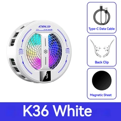 Semiconductor Magnetic Clip Phone Cooler with Digital Display and RGB Lights (K36 White)