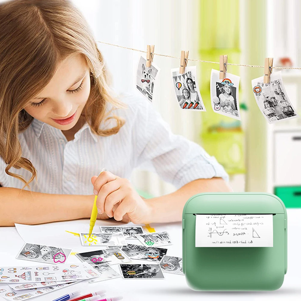 미니 휴대용 열전사 프린터(1롤 용지 포함) 무선 블루투스 호환 열전사 라벨 프린터(메모 작성용)