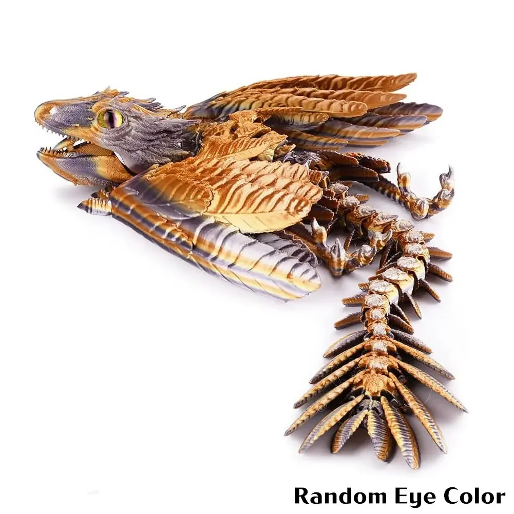 3D Printed Feathered Wyvern Dragon Figurine - Multi-Joint Movable Home Decor Ornament