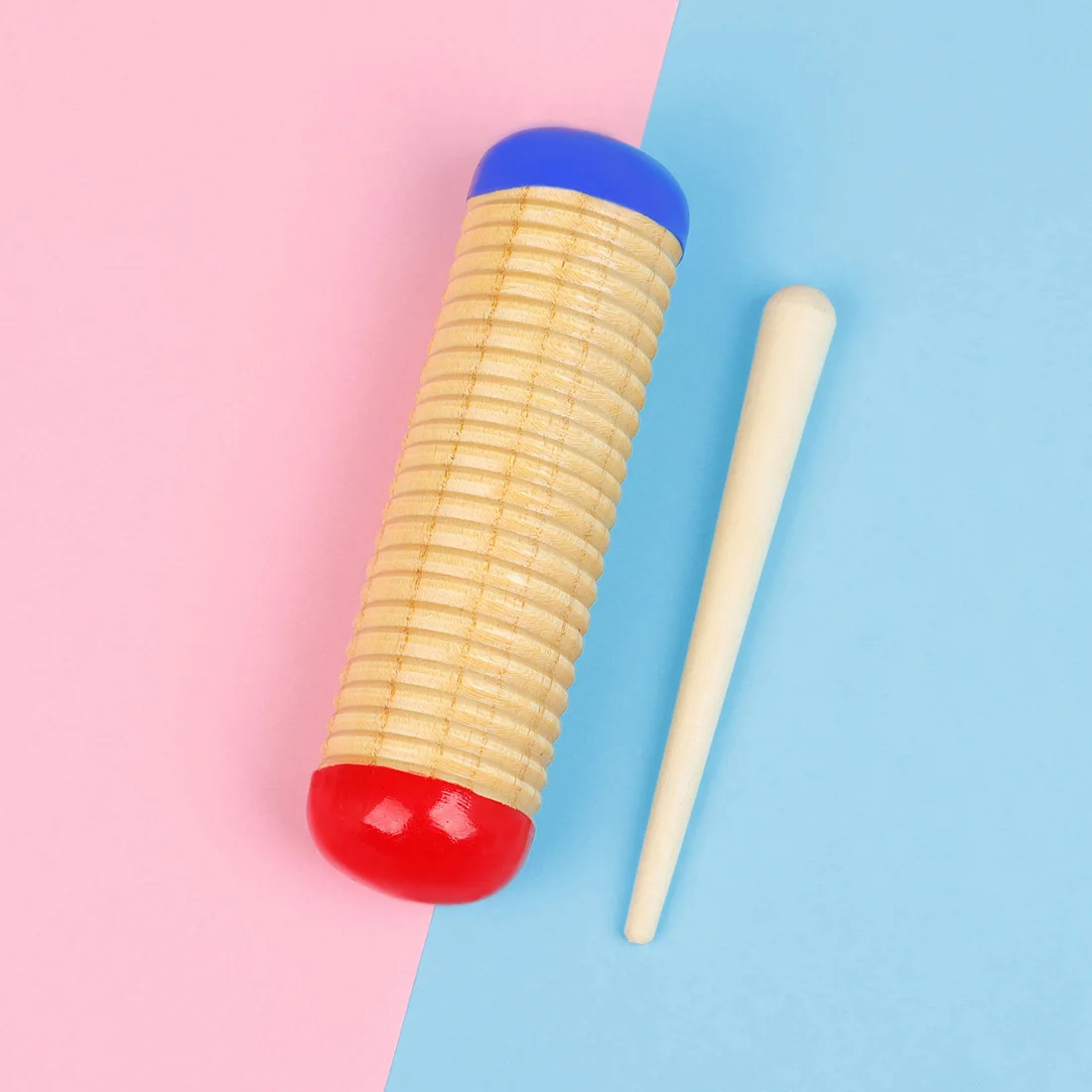 Orff Sand Cylinder Scraping Cylinder Red and Blue Solid Wood Percussion Instruments Children's Music Early Education Kids Toys