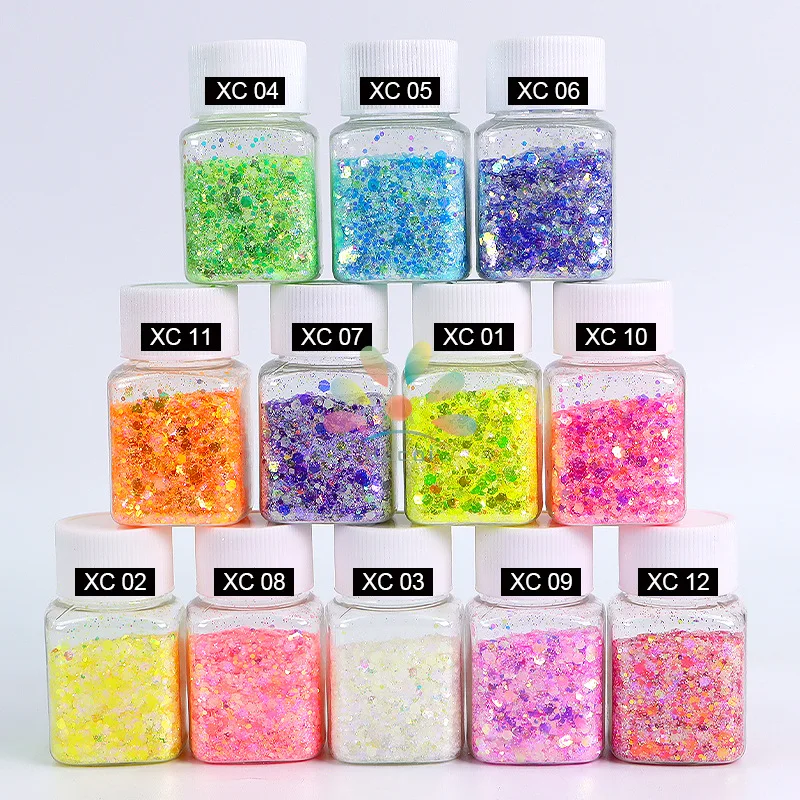 Neon Glow In The Dark Mixed Phosphor Powder Sequins Nail Glitter Powder Rare Earths Dust Long-acting Phosphor Luminous