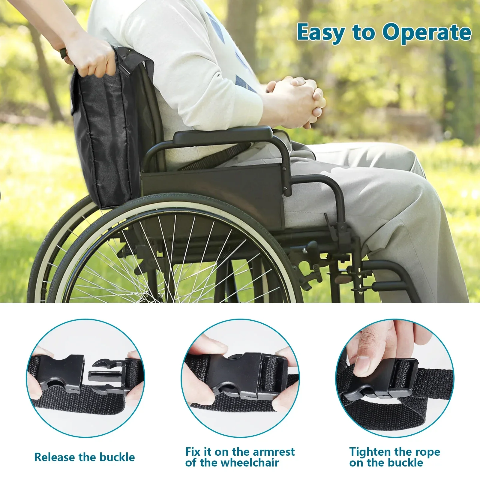 L Wheelchair Bag Waterproof Wheelchair Pouch with Secure Reflective Strip Large Capacity Walker Storage Pouch Multifunctional
