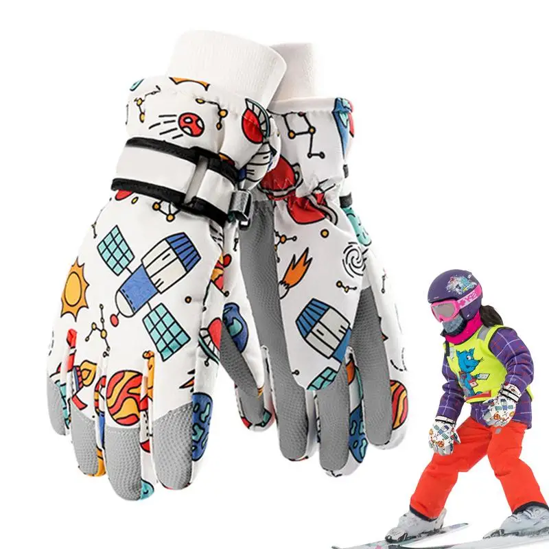 

Детские лыжные перчатки, зимние теплые перчатки для сноуборда, водонепроницаемые утепленные варежки для мальчиков и девочек