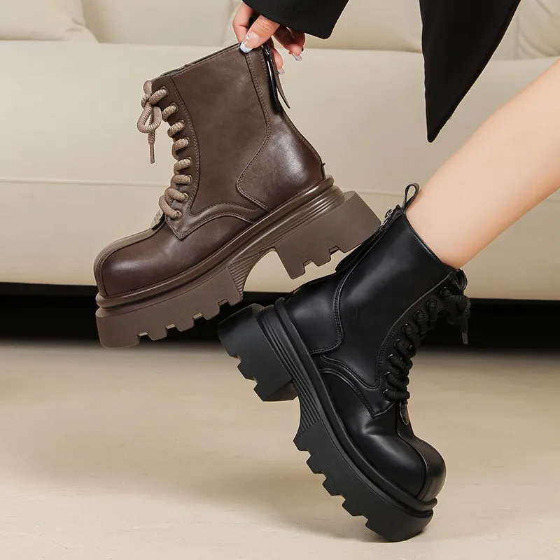 Women Flats Ankle Cool Boots Autumn Designer Platform Shoes 2025 New Brand Fashion Dress Chelsea Boots Walking Zapatillas Female