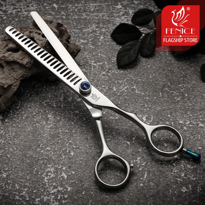 Fenice 7.0/7.5/8.0 inch Professional Dogs Positionable Chunker Grooming Scissors Thinning Shears for Dogs/Cats Thinning Rate 80% dog grooming scissors