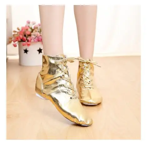thumbnail image 1 of Ventas de zapatos de práctica de baile para mujer, botas de Jazz de cuero PU, suela suave para practicar hombres, zapatos de Ballet dorados y plateados, 1 of 5