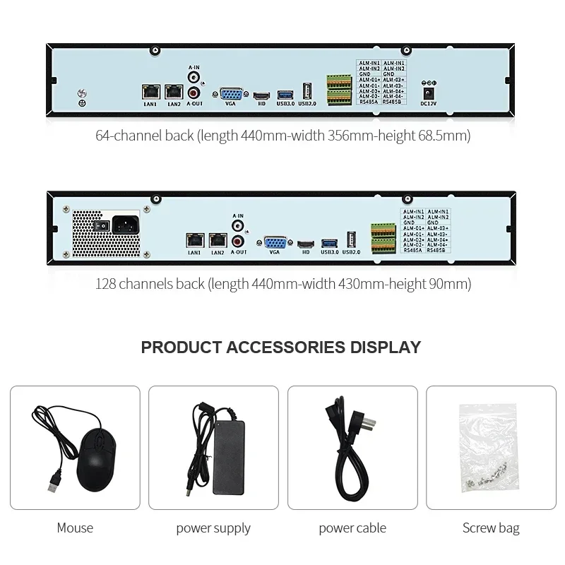128채널 H.265/h.264 스마트 NVR 보안 시스템, 4K/8M IP 카메라 네트워크 레코더 지원