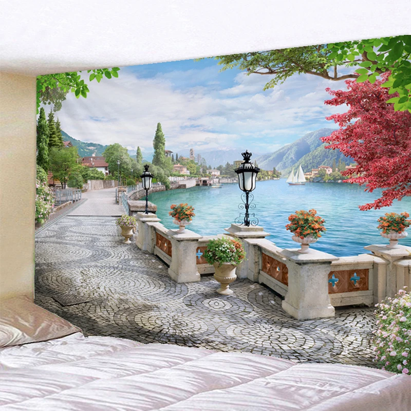 

Beautiful Ancient Architecture Print Wall Tapestry Wall Hanging Hippie Polyester Fabric Decor Wall Rug Carpets Big Couch Blanket