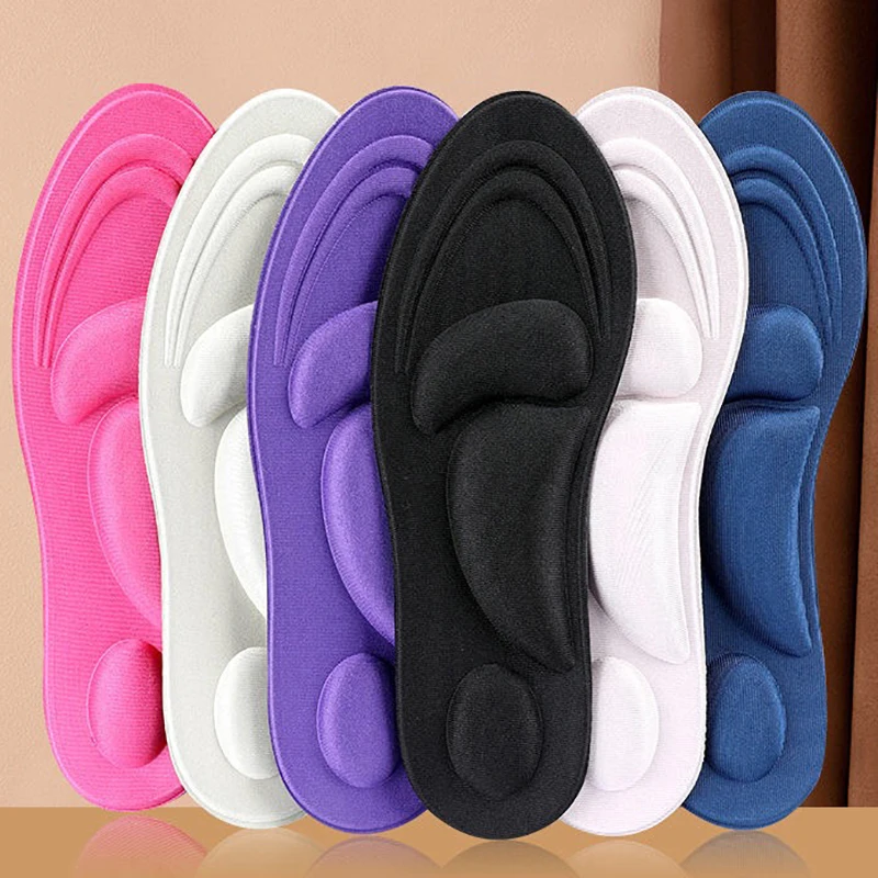 1Pair 4D Massage Insoles for Sports Shoe Pads Men Women High Heel Orthopedic Pain Relief Memory Foam Sponge Pad Flat Feet Arch