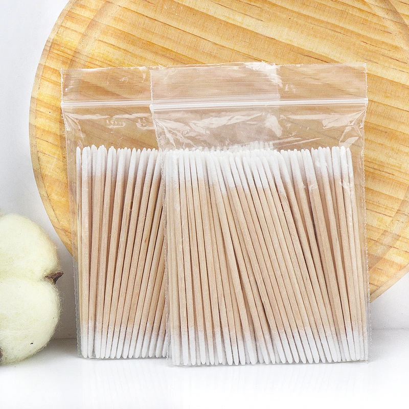 Disposable Ultra-small Double-end Wood Cotton  Swab 100pcs Lint Free Micro Brushes Eyelash Extension Glue Removing Tools 6