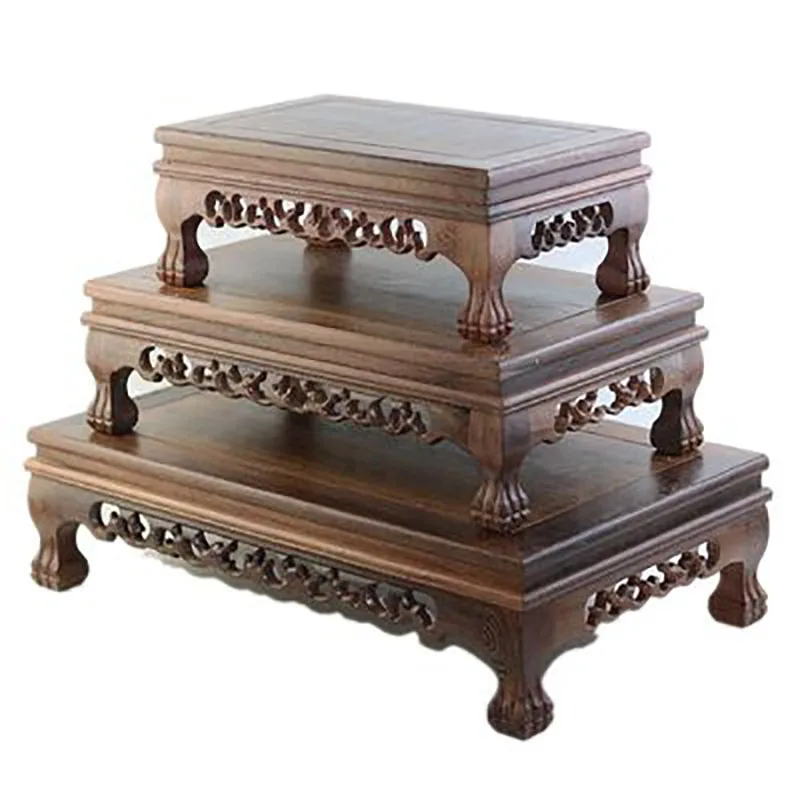 Mahogany Carving Crafts Buddha Ornaments Base, Chicken fin Wood, Rectangular Stone Vase, Bonsai Fish Tank, Solid Wood Table